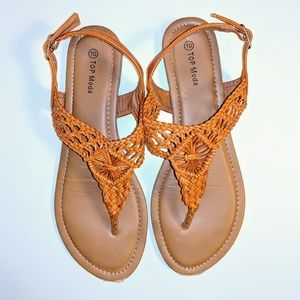 Charming Crochet Top Moda Orange Sandals
